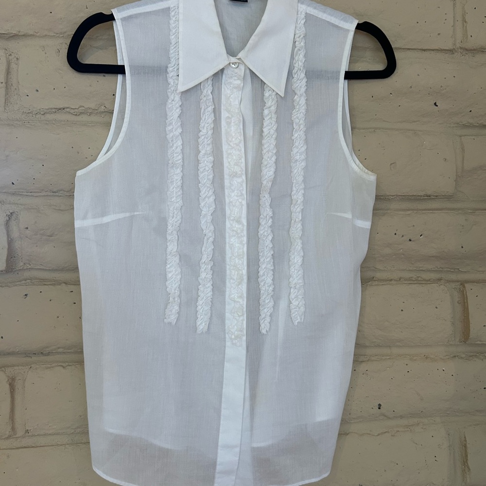 Theory Cream Button-Up Blouse